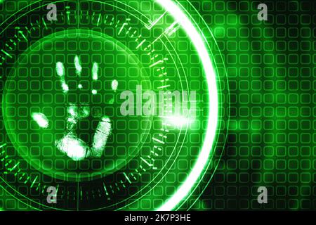2D Illustration Konzept der Fingerabdruck-Scanning-Technologie Stockfoto