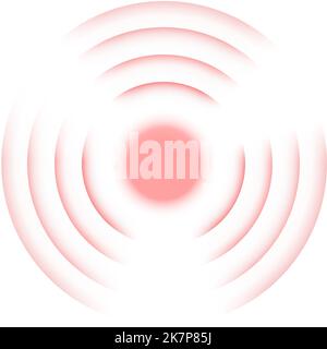 Rotes Radarsignal. Audiowellen. Sound-Effekt auf weißem Hintergrund isoliert Stock Vektor