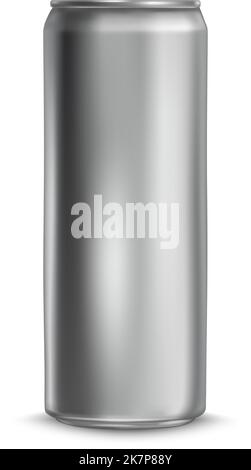 Blank Metall kann Mockup. Realistische Getränkedose isoliert auf weißem Hintergrund Stock Vektor