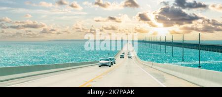 Panorama der Straße US1 nach Key West über Florida Keys Stockfoto