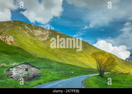 Col de l'Iseran eine Bergstraße Passlandschaft: französische alpen in Vanoise, Frankreich Stockfoto