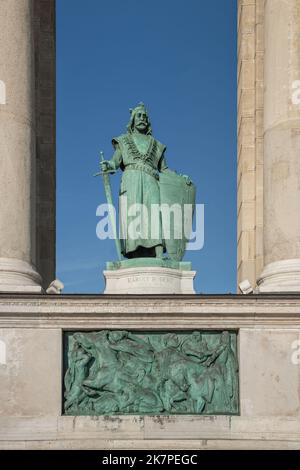 Karl I. von Ungarn Statue im Millennium Monument am Heldenplatz - Budapest, Ungarn Stockfoto