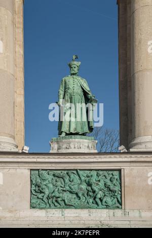 Stephen Bocskai Statue im Millennium Monument am Heldenplatz - Budapest, Ungarn Stockfoto