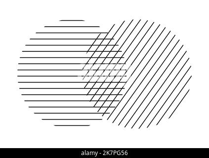 Venn-Diagramm leer verschmelzen zwei linierte Kreise Diagramm Infografik Zeichen. Stock Vektor
