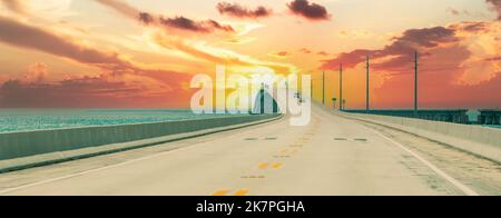 Panorama der Straße US1 nach Key West über Florida Keys Stockfoto