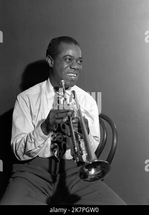 Louis Armstrong, Louis Daniel Armstrong (1901 – 1971), amerikanischer Jazz-Trompeter und Sänger. Stockfoto
