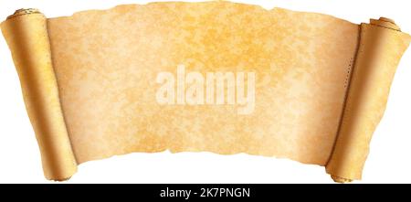 Alte strukturierte horizontale leere Papyrusrolle auf weiß Stock Vektor