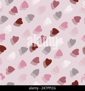 Einfache bunte Herzen nahtlose Muster chaotisch rosa Hintergrund aus winzigen Herzen Silhouetten der überlappenden Schichtung effect.for Valentines, Mütter d Stockfoto