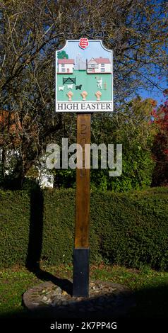 Hohes Osterdorf Namensschild Essex Stockfoto