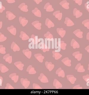Einfache rosa Herzen nahtlose Muster chaotisch rosig braunen Hintergrund aus winzigen Herzen Silhouetten der überlappenden Schichtung Effekt. Für Valentines, Mütter Stockfoto