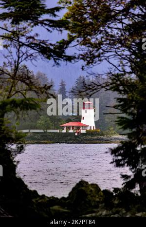 Sitka Lighthouse (Navigationsfeuer und Ferienwohnung) gebaut von Burgess Bauder - Sitka, Alaska, USA Stockfoto