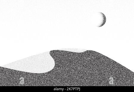 Getreidedünenwüste. Stupple östlichen Landschaft und Terrain Hintergrund. Sandhügel im Punktmuster. Grafik mit strukturiertem Verlauf. Stock Vektor