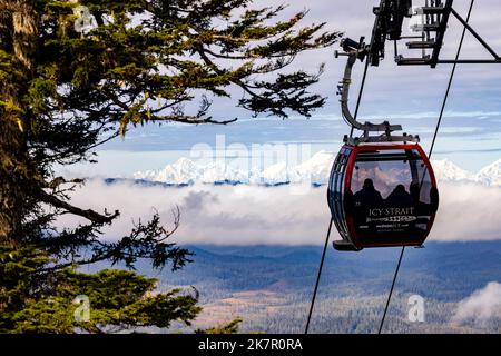 Atemberaubende Aussicht von der Gondel am Icy Strait Point, Hoonah, Alaska, USA Stockfoto