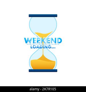 Cartoon Weekend Loading für Print-Design. Schwarzer freitag. Abbildung: Feiertage. Kalenderdesign. Stock Vektor
