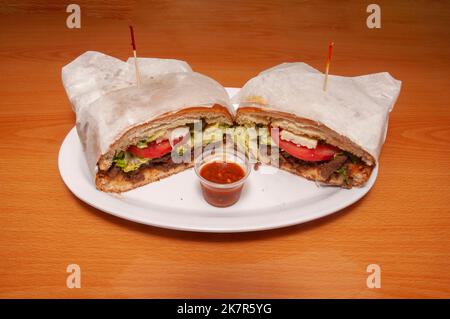 Köstliche mexikanische Küche, auch bekannt als Torta Stockfoto