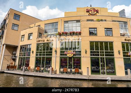 Hard Rock Hotel und Restaurant am Wasser in Amsterdam Stockfoto