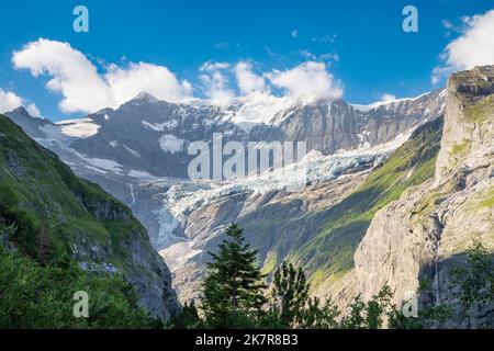 Das Massiv des Großen Fiescher Horngipfels - Schweiz - Grindelwald. Stockfoto