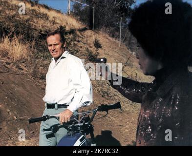 Charlton Heston & Rosalind Cash Film: The Omega man (USA 1971) Regie: Boris Sagal 01. August 1971 **WARNUNG** Dieses Foto ist nur für redaktionelle Zwecke bestimmt und unterliegt dem Copyright von WARNER BROS und/oder des Fotografen, der von der Film- oder Produktionsfirma beauftragt wurde, und kann nur von Publikationen im Zusammenhang mit der Bewerbung des oben genannten Films reproduziert werden. Eine obligatorische Gutschrift an WARNER BROS ist erforderlich. Der Fotograf sollte auch bei Bekanntwerden des Fotos gutgeschrieben werden. Ohne schriftliche Genehmigung der Film Company kann keine kommerzielle Nutzung gewährt werden. Stockfoto