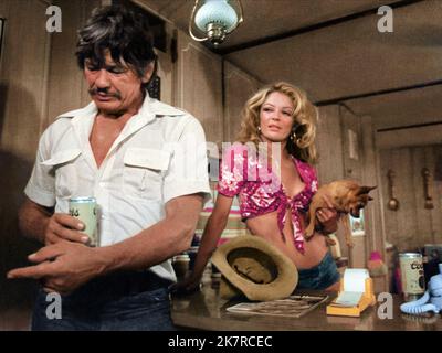 Charles Bronson & Sheree North Film: Breakout (1972) Charaktere: Nick Colton, Myrna Regie: Tom Gries 07 March 1975 **WARNUNG** Dieses Foto ist nur für redaktionelle Zwecke bestimmt und unterliegt dem Copyright von COLUMBIA und/oder des Fotografen, der von der Film- oder Produktionsfirma beauftragt wurde, und kann nur von Publikationen im Zusammenhang mit der Bewerbung des oben genannten Films reproduziert werden. Eine obligatorische Gutschrift an COLUMBIA ist erforderlich. Der Fotograf sollte auch bei Bekanntwerden des Fotos gutgeschrieben werden. Ohne schriftliche Genehmigung der Film Company kann keine kommerzielle Nutzung gewährt werden. Stockfoto