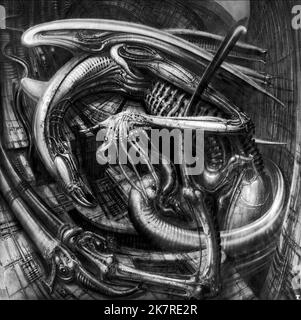 H. R. Giger Alien Artwork Film Alien (USA/UK 1979) Regisseur: Ridley Scott 25. Mai 1979 **WARNUNG** dieses Foto ist nur für redaktionelle Zwecke bestimmt und unterliegt dem Copyright von 20TH CENTURY FOX und/oder dem Fotografen, der von der Film or Production Company beauftragt wurde. Es kann nur durch Veröffentlichungen in Verbindung mit der Werbung für den oben genannten Film reproduziert werden. Eine obligatorische Gutschrift für 20TH CENTURY FOX ist erforderlich. Der Fotograf sollte ebenfalls angerechnet werden, wenn er bekannt ist. Ohne schriftliche Genehmigung der Film Company kann keine kommerzielle Nutzung gewährt werden. Stockfoto