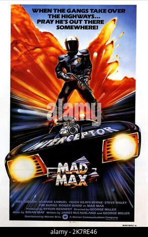 Filmplakat Film: Mad Max (AUS 1979) Regie: George Miller 12 April 1979 **WARNUNG** Dieses Foto ist nur für redaktionelle Zwecke bestimmt und unterliegt dem Copyright von ORION HOMEWARNER BROS. Und/oder des Fotografen, der von der Film- oder Produktionsfirma beauftragt wurde und nur durch Publikationen im Zusammenhang mit der Bewerbung des oben genannten Films reproduziert werden kann. Eine obligatorische Gutschrift an ORION HOMEWARNER BROS. Ist erforderlich. Der Fotograf sollte auch bei Bekanntwerden des Fotos gutgeschrieben werden. Ohne schriftliche Genehmigung der Film Company kann keine kommerzielle Nutzung gewährt werden. Stockfoto