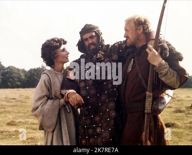 Audrey Hepburn, Sean Connery & Nicol Williamson Film: Robin and Marian (USA 1976) Charaktere: Lady Marian, Robin Hood, Little John Regie: Richard Lester 11 March 1976 **WARNUNG** Dieses Foto ist nur für den redaktionellen Gebrauch bestimmt und unterliegt dem Copyright von COLUMBIA PICTURES und/oder des Fotografen, der von der Film- oder Produktionsfirma beauftragt wurde und darf nur von Publikationen im Zusammenhang mit der Bewerbung des oben genannten Films reproduziert werden. Eine obligatorische Gutschrift für COLUMBIA PICTURES ist erforderlich. Der Fotograf sollte auch bei Bekanntwerden des Fotos gutgeschrieben werden. Ohne schriftliche Genehmigung kann keine kommerzielle Nutzung gewährt werden Stockfoto