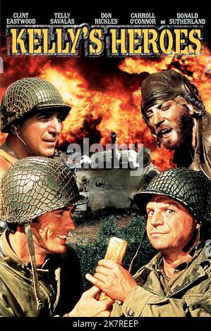 Telly Savalas, Clint Eastwood, Donald Sutherland & Don Rickles Film: Kelly'S Heroes (USA/YU 1970) Charaktere: MSgt. Big Joe, Pvt. Kelly, Sgt. Oddball (Panzerkommandant), SSgt. Crapgame Director: Brian G.Hutton 23 June 1970 **WARNUNG** Dieses Foto ist nur für den redaktionellen Gebrauch bestimmt und unterliegt dem Copyright von MGM und/oder dem Fotografen, der von der Film- oder Produktionsfirma beauftragt wurde, und kann nur durch Publikationen im Zusammenhang mit der Bewerbung des oben genannten Films reproduziert werden. Eine obligatorische Gutschrift an MGM ist erforderlich. Der Fotograf sollte auch bei Bekanntwerden des Fotos gutgeschrieben werden. Ohne eine kommerzielle Nutzung kann keine Verwendung gewährt werden Stockfoto