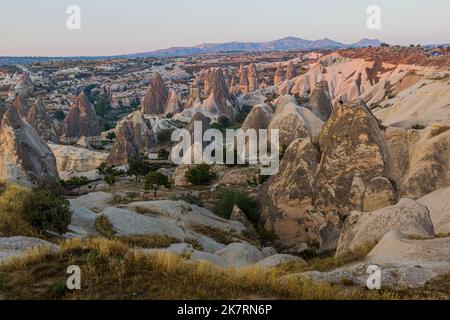 Luftaufnahme der Felsformationen in Kappadokien, Türkei Stockfoto