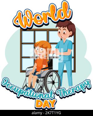 Welt Ergotherapie Tag Text Design Illustration Stock Vektor