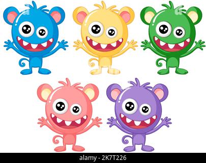 Set von verschiedenen drei Monster Illustration Stock Vektor