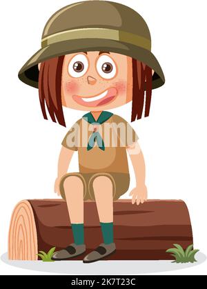 Nettes Mädchen tragen Camping Outfit Illustration Stock Vektor