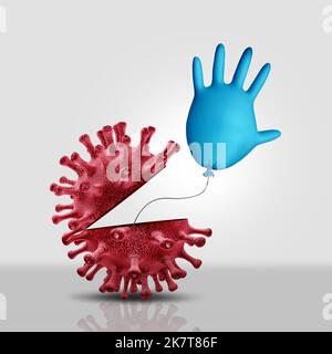 Covid Freiheit und Hoffnung oder Heilung für langes Covid-Syndrom und Coronavirus-Pandemiesymptome, die als Konzept fortbestehen oder im Inneren gefangen gehalten werden. Stockfoto