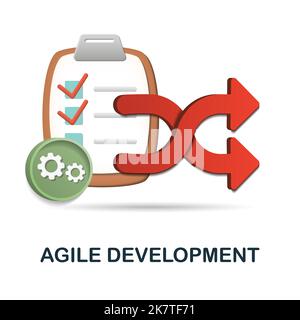 Symbol für agile Entwicklung. 3D Illustration aus der Digitalisierungs-Sammlung. Creative Agile Development 3D Symbol für Web-Design, Vorlagen, Infografiken und Stock Vektor