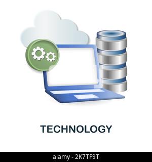Technologie-Symbol. 3D Illustration aus der Digitalisierungs-Sammlung. Creative Technology 3D Symbol für Webdesign, Vorlagen, Infografiken und mehr Stock Vektor