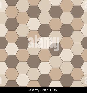 Keramische Fliesen hexagonal Wand oder Boden Dekoration, beige Mosaik Ziegel nahtlose Muster für Hintergrund. Vektorgrafik Stock Vektor