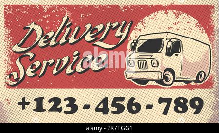Lieferung Service Banner Vintage Stil Vektor Illustration Stock Vektor