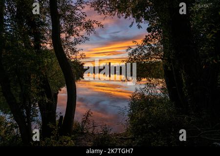 Sonnenuntergang über Ely, von den Roswell Pits aus gesehen Stockfoto