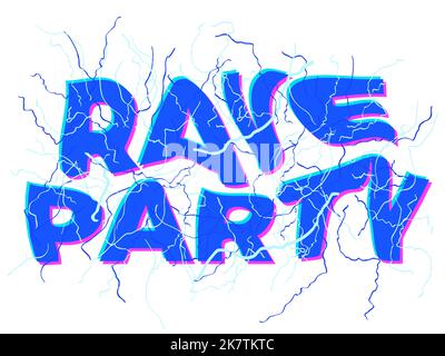 Rave psychedelische, saure Reise. Rave Party Energie, Text mit Energie Blitz. Ein Energieschub. Design für Poster, Banner und Werbeartikel. V Stock Vektor
