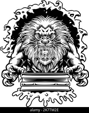 Angry Lion Cliparts Übersicht Vektor-Illustrationen für Ihre Arbeit Logo, Merchandise T-Shirt, Aufkleber und Label-Designs, Poster, Grußkarten Stock Vektor
