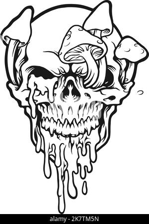 Pilze kommen Skull Silhouette Vektor-Illustrationen für Ihre Arbeit Logo, Merchandise T-Shirt, Aufkleber und Label-Designs, Poster, Grußkarten Stock Vektor