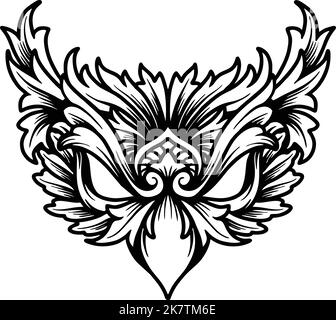 Eule Maske Ornament Monochrome Vektor-Illustrationen für Ihre Arbeit Logo, Merchandise T-Shirt, Aufkleber und Label-Designs, Poster, Grußkarten Werbung Stock Vektor
