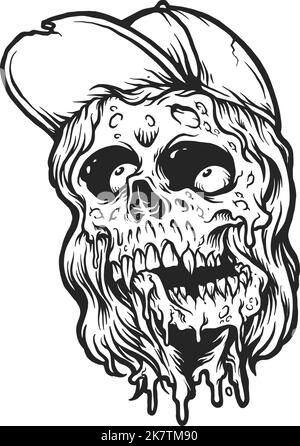 People Zombie Skull Silhouette Vektor-Illustrationen für Ihre Arbeit Logo, Merchandise T-Shirt, Aufkleber und Label-Designs, Poster, Grußkarten Stock Vektor