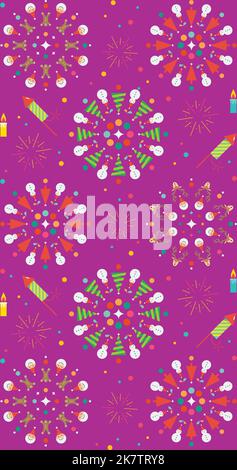 Weihnachtliche Feuerwerke mit nahtlosem Muster. Dekorationselemente. Vektorgrafik. Stock Vektor