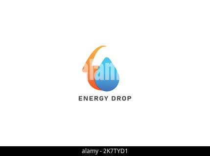 Alternative Vektorvorlage für das Green Energy Flash Logo Water Droplet Design. Aqua Liquid Oil Drop Logo-Symbol. Stock Vektor