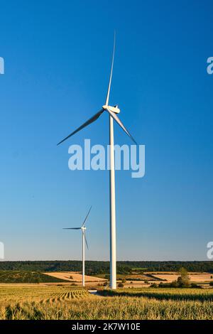 Windpark im Département Haute Saone (Nordostfrankreich): Windpark rund um die Städte Rosieres sur Mance, Saint Marcel und Vitrey sur Manc Stockfoto