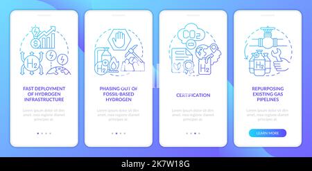 Implementieren Sie den Bildschirm für die mobile App „h2 Economy Blue Gradient Onboarding“ Stock Vektor