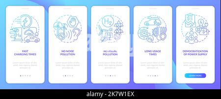 H2 Brennstoffzellen-Pros Blue Gradient Onboarding mobile App Bildschirm Stock Vektor
