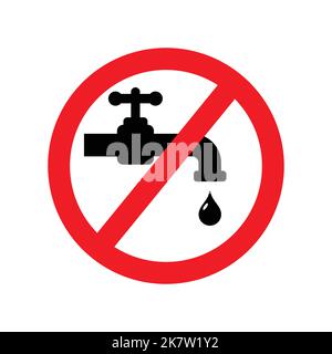 Klassische kein Wasser Wasserhahn trinken Symbol Zeichen Vektor isoliert auf weißem Hintergrund Stock Vektor