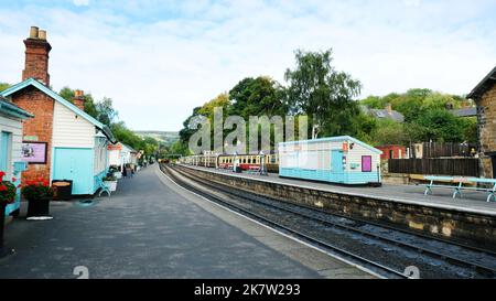 Staion-Plattformen am Grosmont Heritage Bahnhof, North Yorkshire, Großbritannien - John Gollop Stockfoto