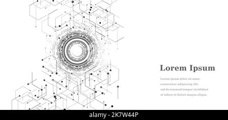 Abstraktes schwarz weißes Sechseck, ai künstliche Intelligenz, geometrische Textur Hintergrund, wissenschaftliche Technologie, futuristisches Konzept Stockfoto